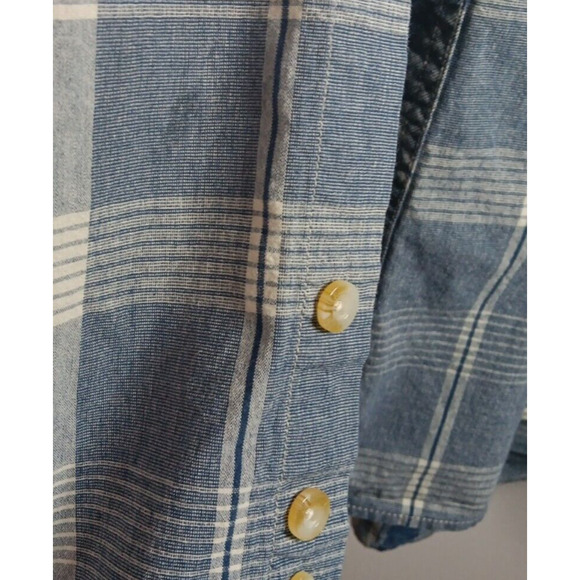 CE Schmidt Shirt Men's Blue White Plaid 2XLT Button Up Long Sleeve - Picture 9 of 10